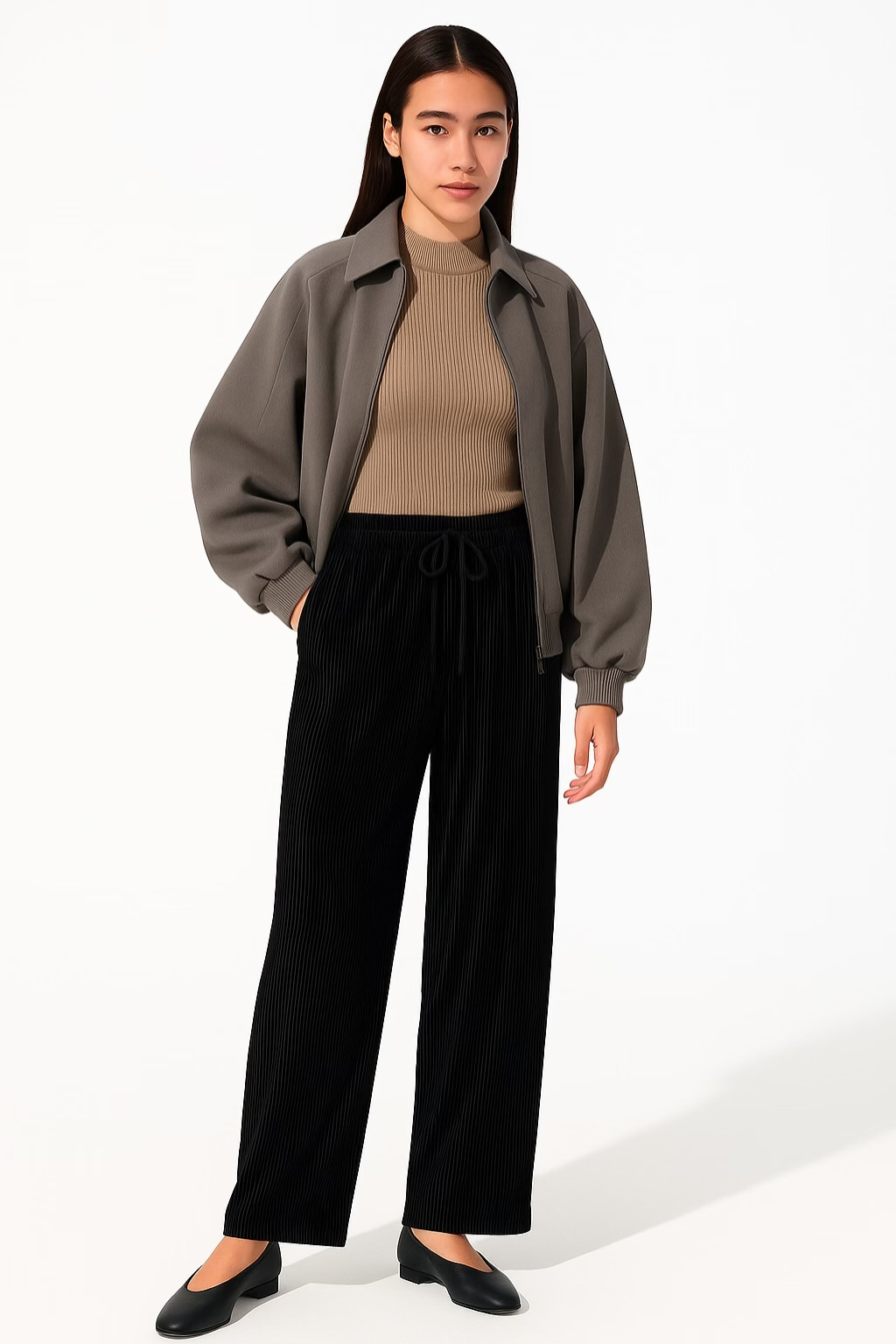Silk Pleated Wide Leg Trousers
