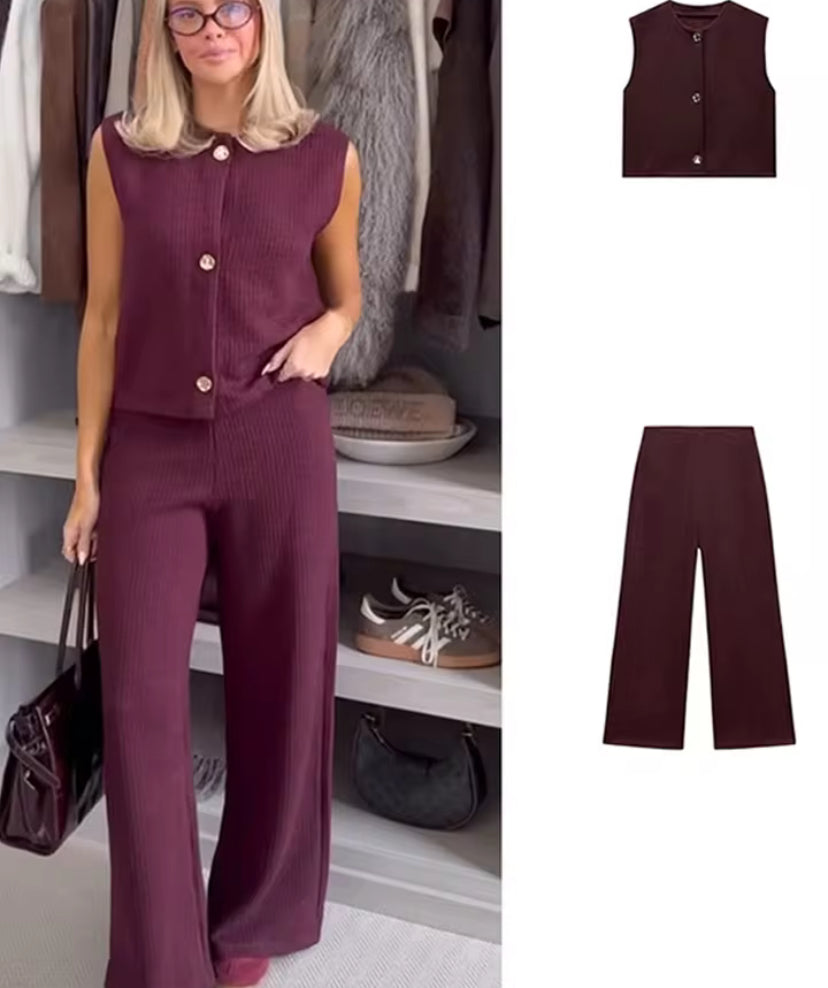 Knit Vest Two-Piece Set – Minimalist Chic