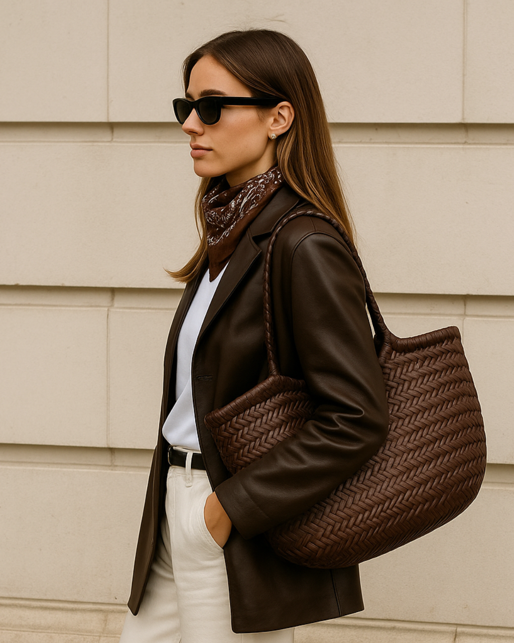 Woven Tote Brown – Handcrafted Leather Bag
