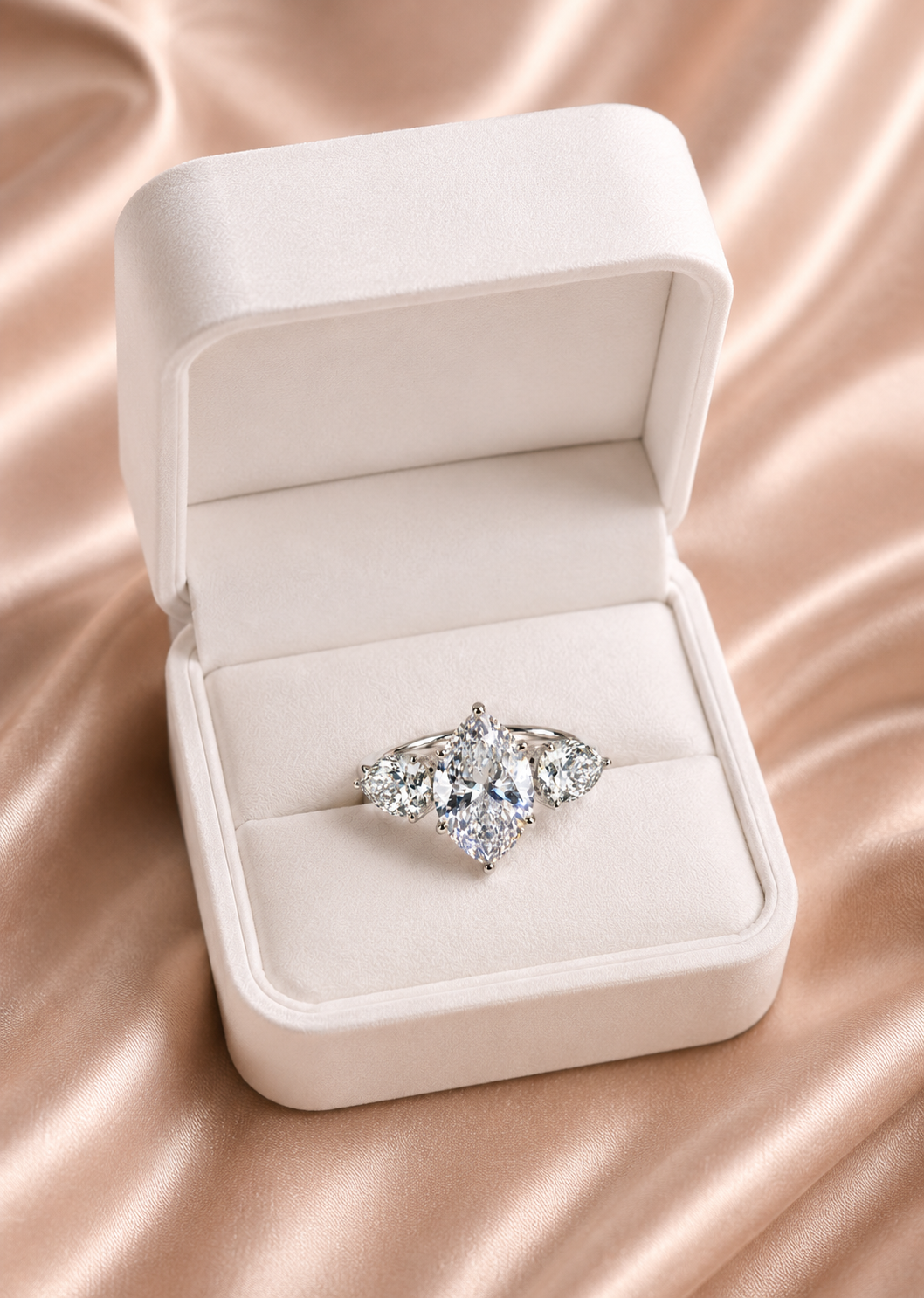 Princess Crystal Oval Silver Ring