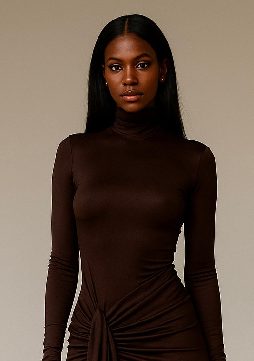 Elegant Chocolate Brown Maxi Dress