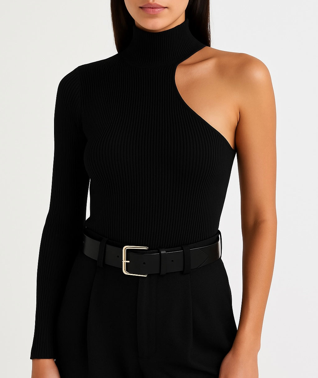 Women's Off Shoulder High Neck Long Sleeve Top