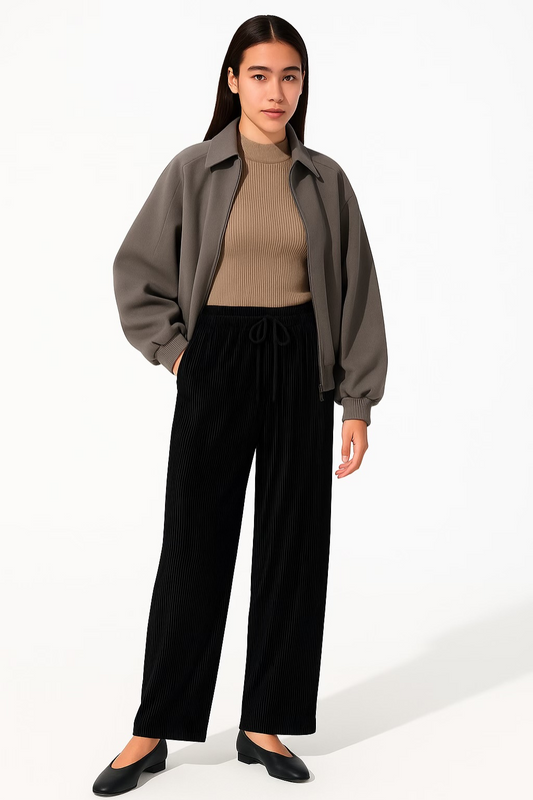 Silk Pleated Wide Leg Trousers