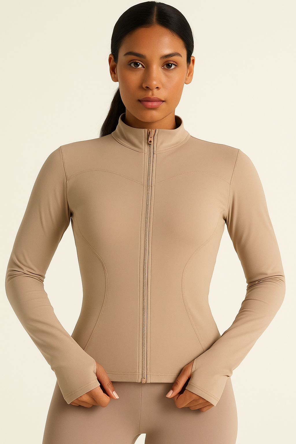 Pilates Zip Up With Thumb Hole, (Different Shades).