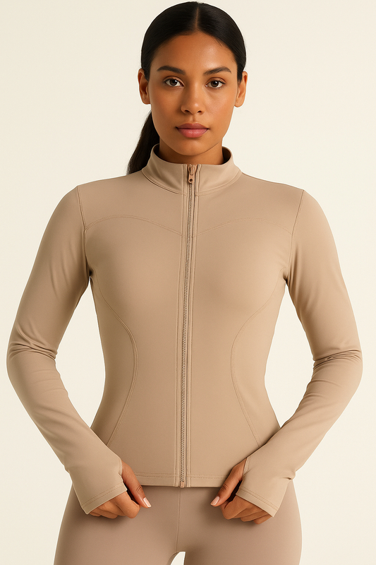 Pilates Zip Up With Thumb Hole, (Different Shades).