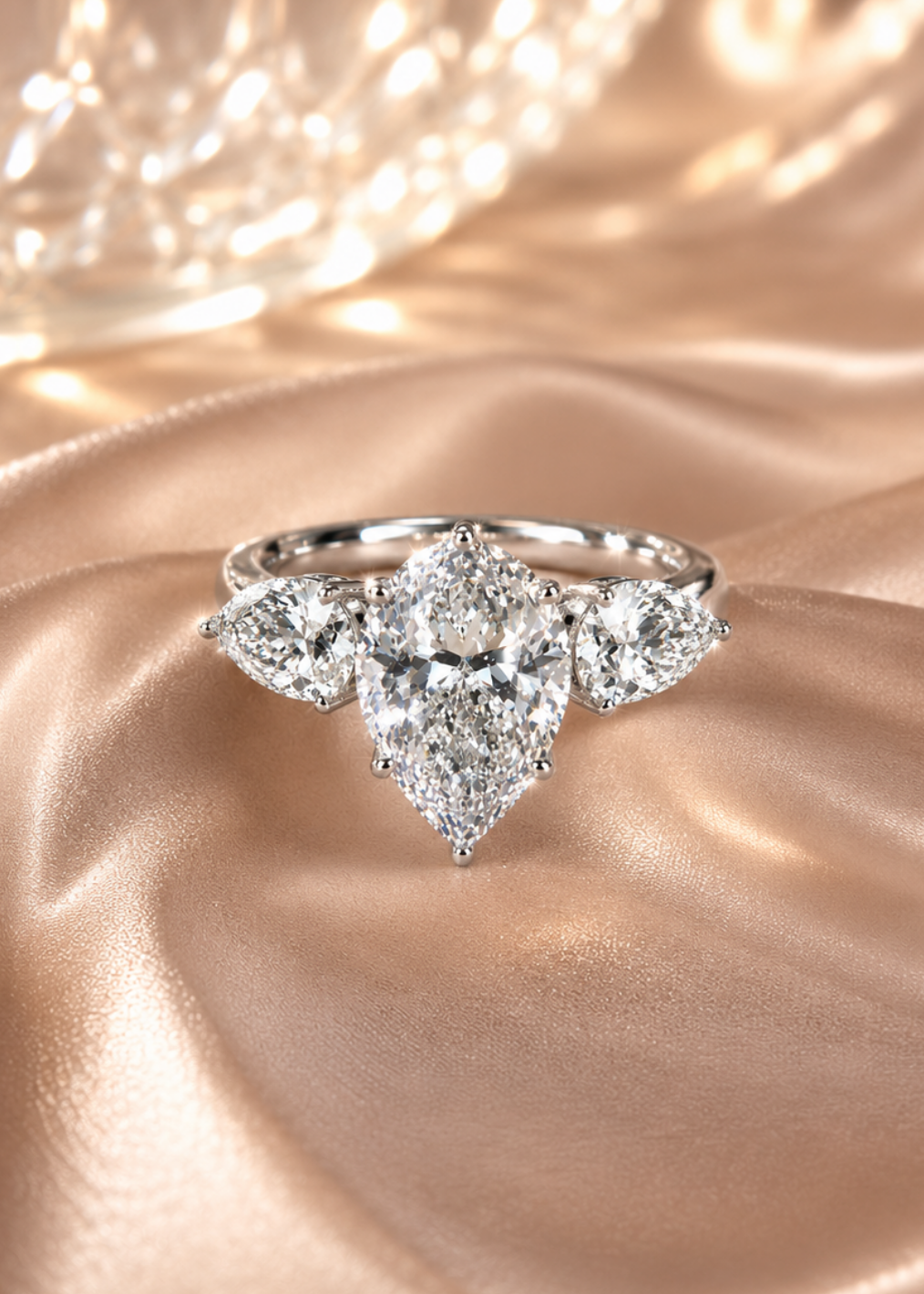 Princess Crystal Oval Silver Ring