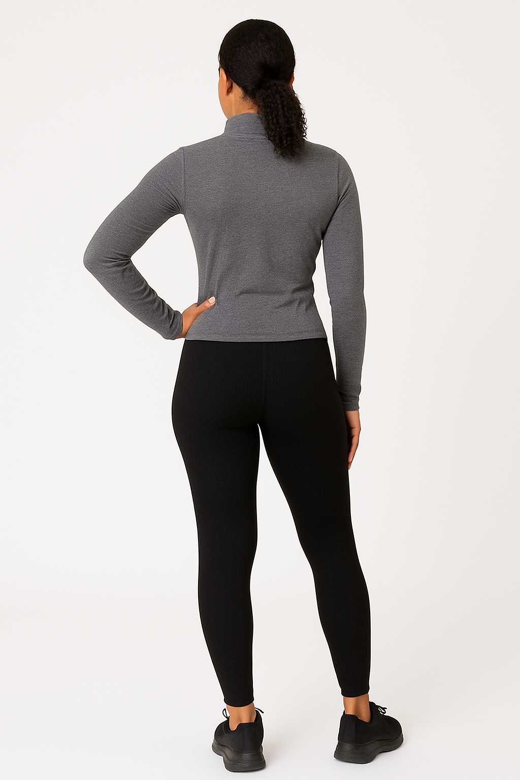 Ribbed High Waist Black Leggings