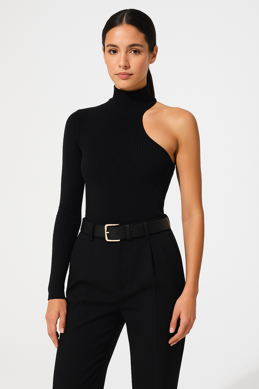 Women's Off Shoulder High Neck Long Sleeve Top